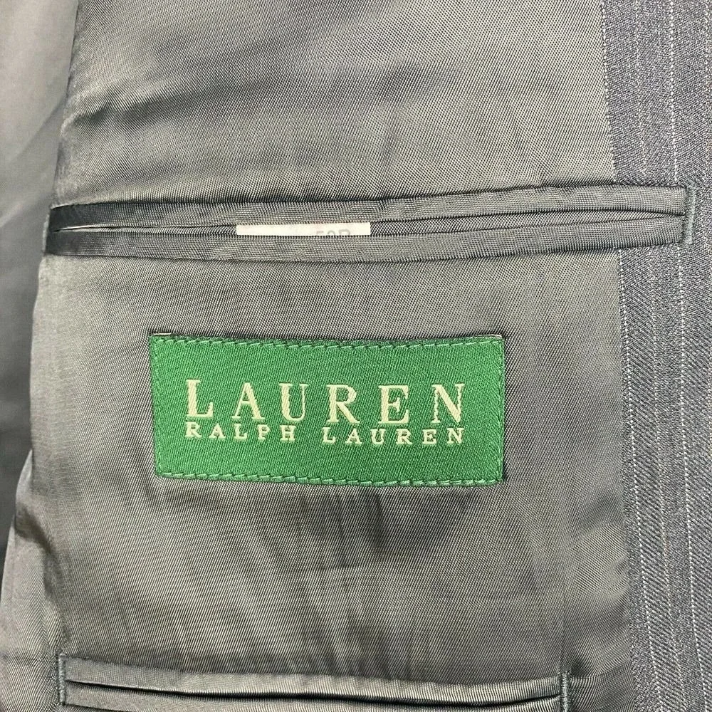 Lauren Ralph Lauren Mens 50R Grey Pinstripe‎ 100% Wool 2-Button Blazer Jacket